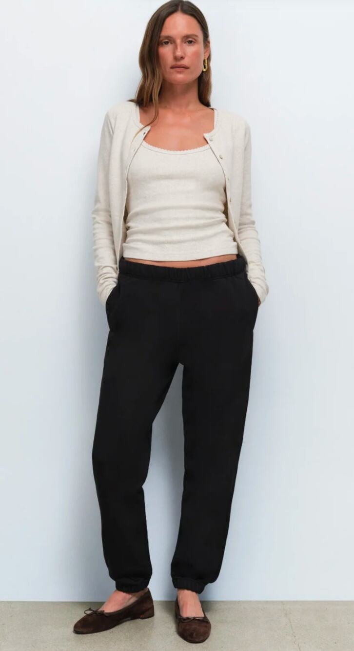 MATE The Label Organic Fleece Relaxed Pocket Sweatpants Small Black NWT